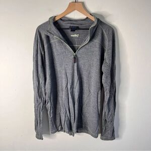 Men's Wool Quarter Zip-Up Sweatshirt in Gray Rail Riders size Large